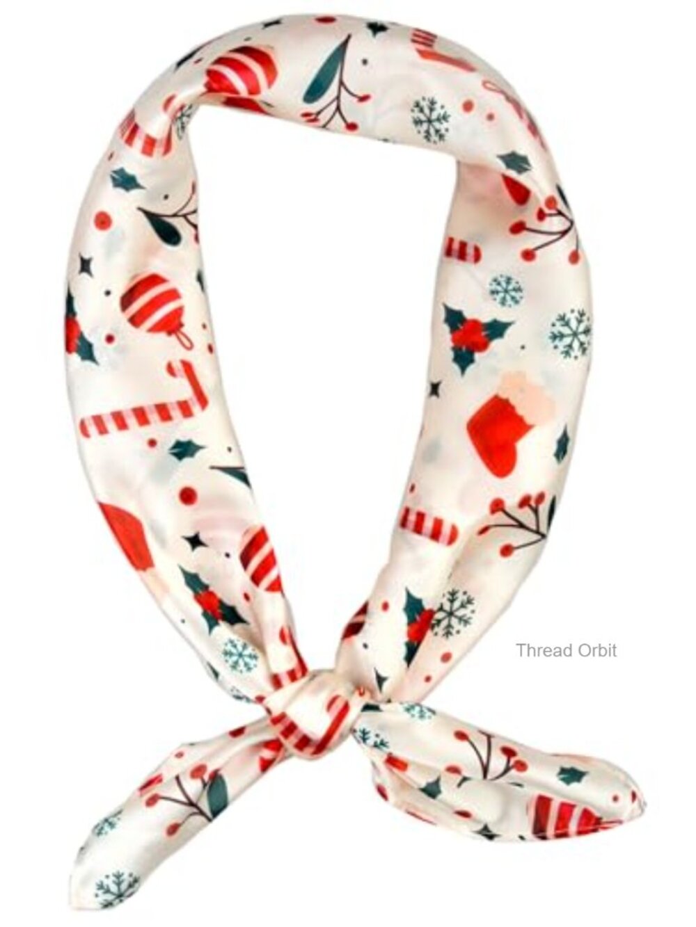 Silk Like Satin Christmas Square Scarf Lightweight Hair Wrap 26x26